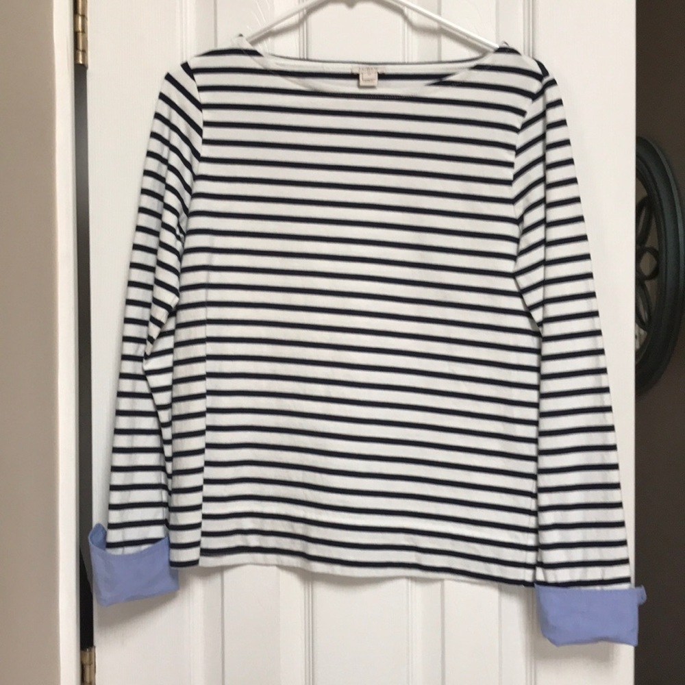 J.Crew Cuffed Striped Boatneck Shirt